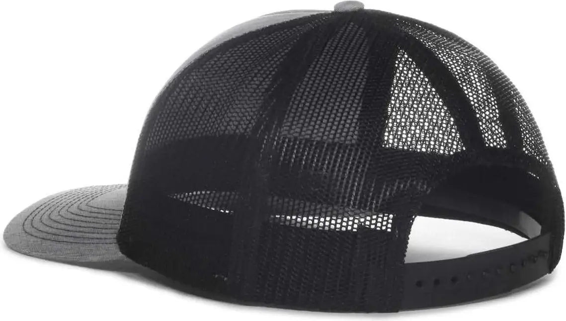 OC Sports OC571 Slight Pre-Curved Visor with Mesh Back Cap - LN Heathered Gray Black - Gray Black / 6 7/8’’ - 7 1/2’’