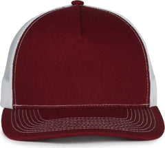 OC Sports OC571 Slight Pre-Curved Visor with Mesh Back Cap - Maroon White - White / OSFM