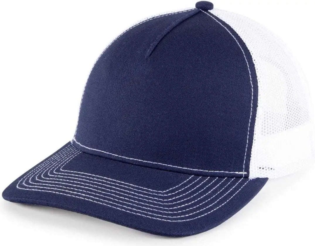 OC Sports OC571 Slight Pre-Curved Visor with Mesh Back Cap - Navy White - Navy White / 6 7/8’’ - 7 1/2’’