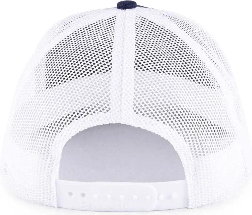 OC Sports OC571 Slight Pre-Curved Visor with Mesh Back Cap - Navy White - Navy White / 6 7/8’’ - 7 1/2’’