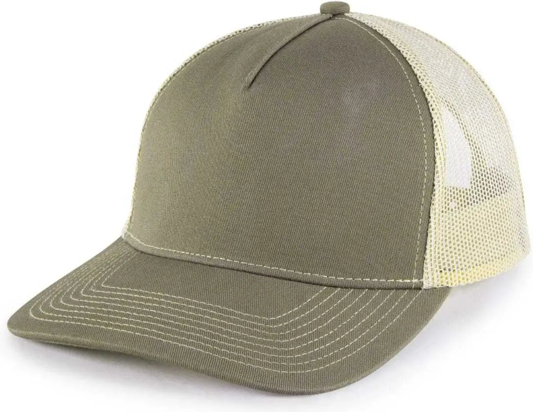 OC Sports OC571 Slight Pre-Curved Visor with Mesh Back Cap - Olive Khaki - Olive Khaki / 6 7/8’’ - 7 1/2’’