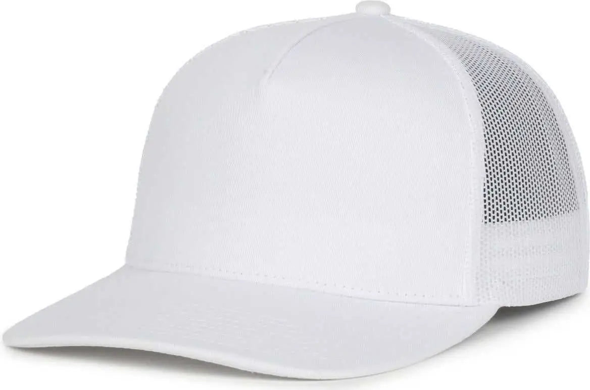OC Sports OC571 Slight Pre-Curved Visor with Mesh Back Cap - White White - White / OSFM