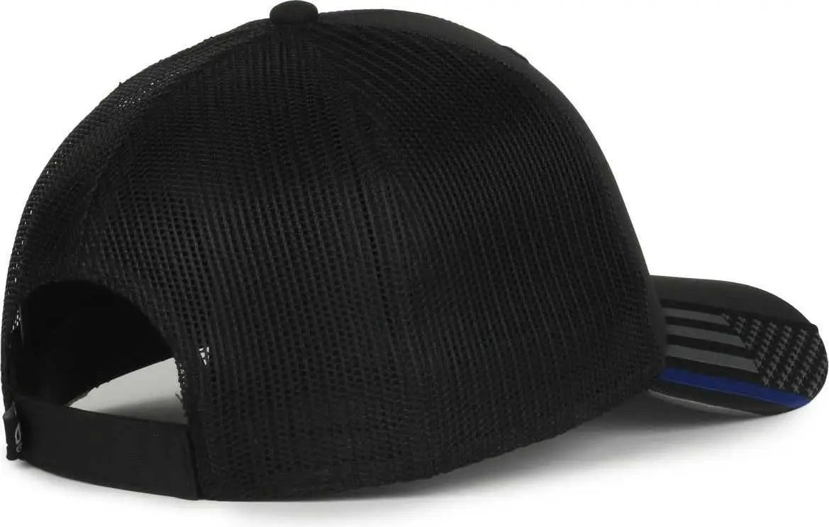 OC Sports OC601M Performance Service Flag Insert Mesh Back Cap - Black Black Police - Police / OSFM