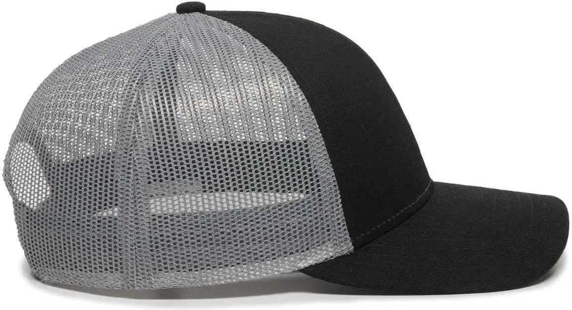 OC Sports OC770 Adjustable Mesh Back Cap with Sweatband - Black Gray - Black Gray / 6 7/8’’ - 7 1/2’’