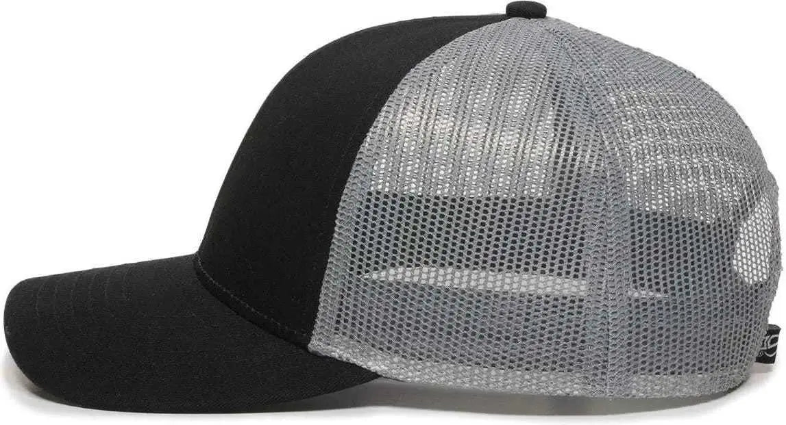 OC Sports OC770 Adjustable Mesh Back Cap with Sweatband - Black Gray - Black Gray / 6 7/8’’ - 7 1/2’’