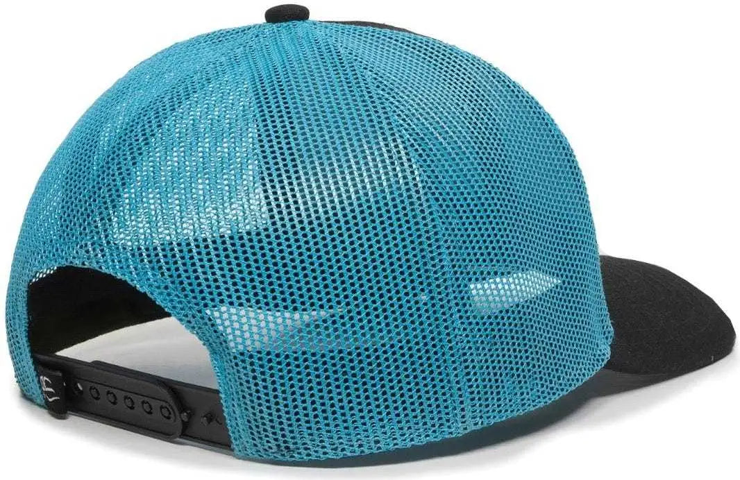 OC Sports OC770 Adjustable Mesh Back Cap with Sweatband - Black Neon Blue - Black Blue / 6 7/8’’ - 7 1/2’’