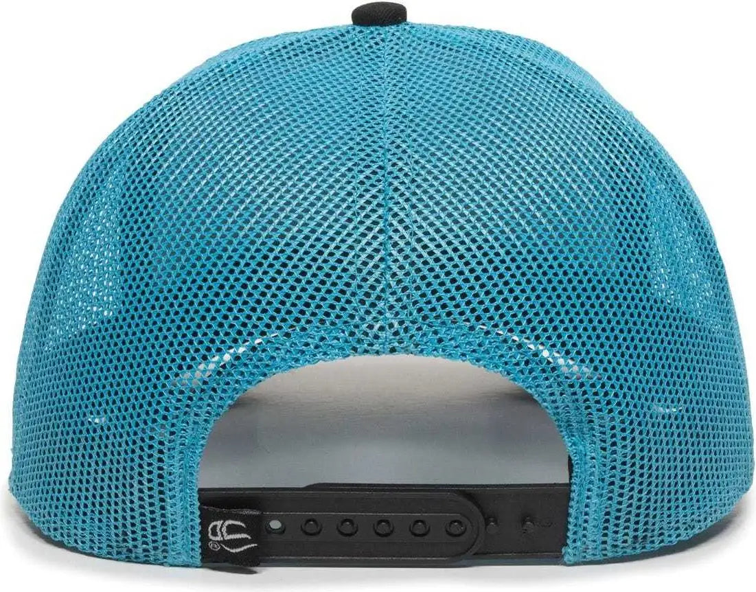 OC Sports OC770 Adjustable Mesh Back Cap with Sweatband - Black Neon Blue - Black Blue / 6 7/8’’ - 7 1/2’’