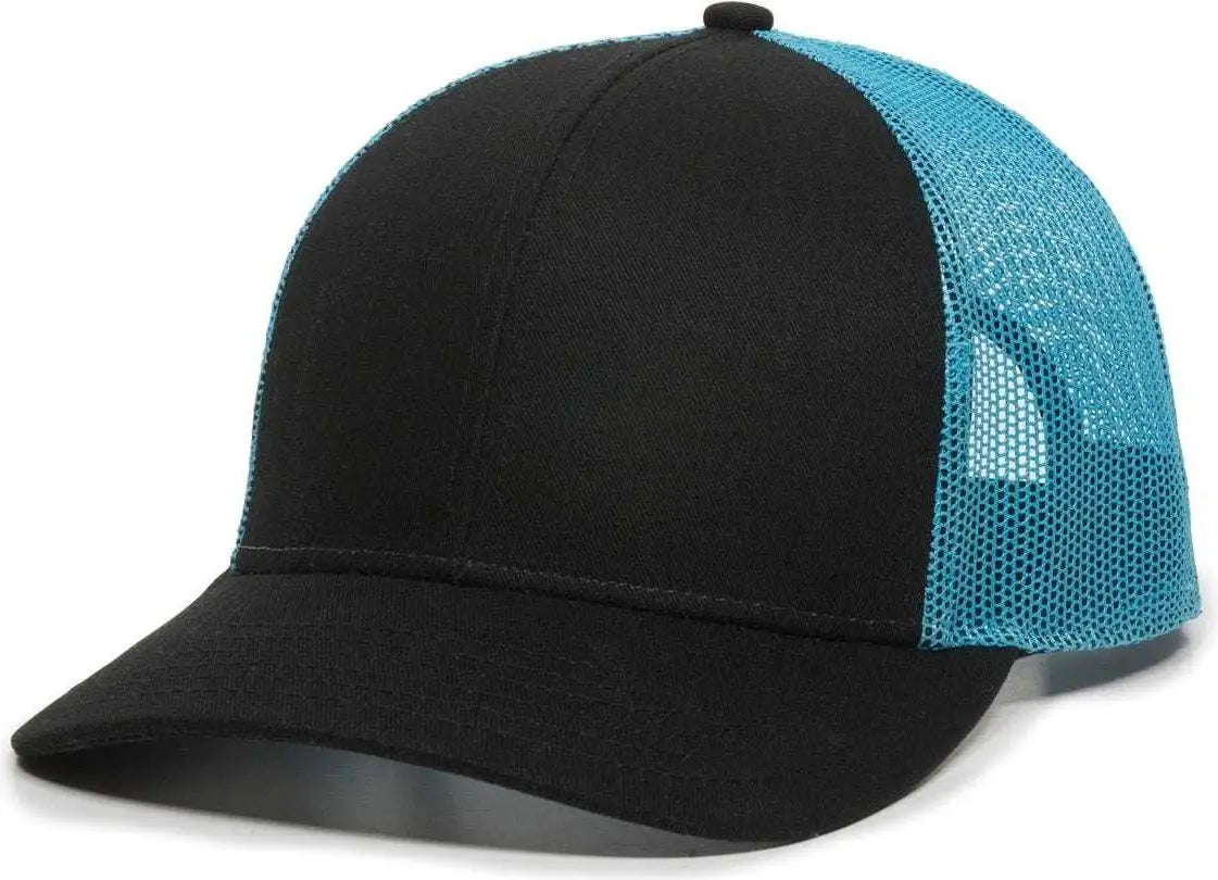 OC Sports OC770 Adjustable Mesh Back Cap with Sweatband - Black Neon Blue - Black Blue / 6 7/8’’ - 7 1/2’’