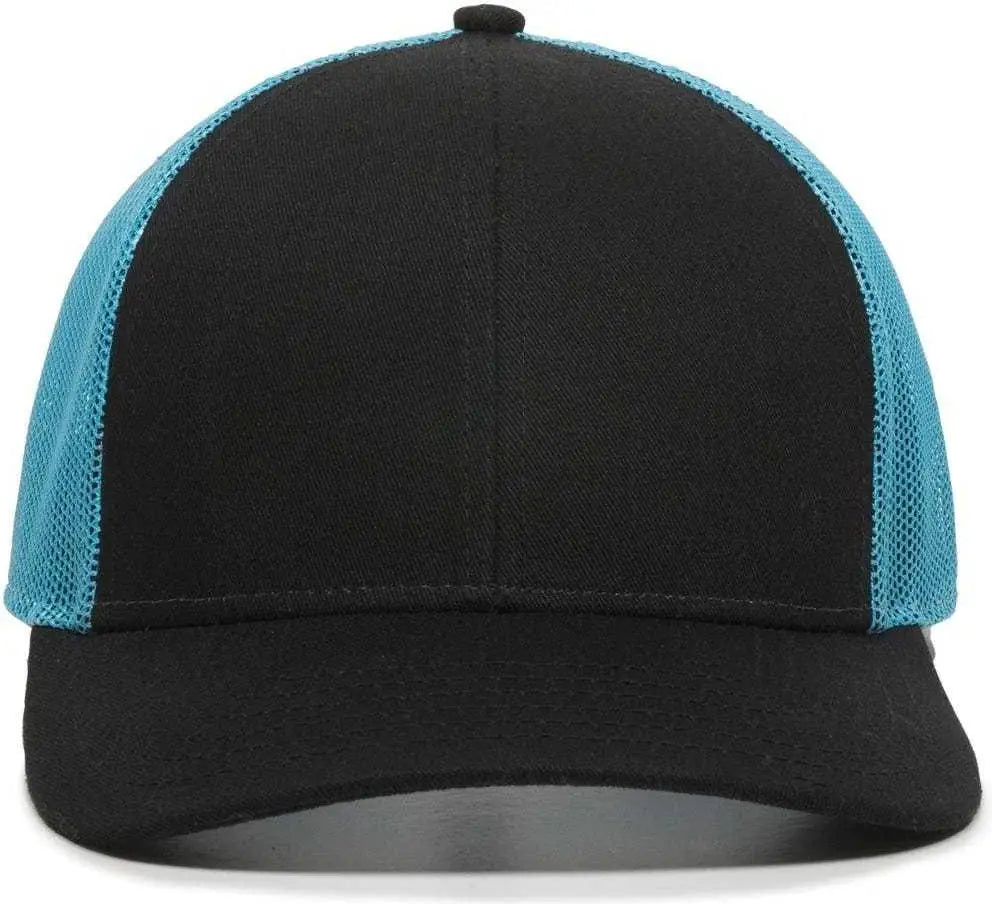 OC Sports OC770 Adjustable Mesh Back Cap with Sweatband - Black Neon Blue - Black Blue / 6 7/8’’ - 7 1/2’’