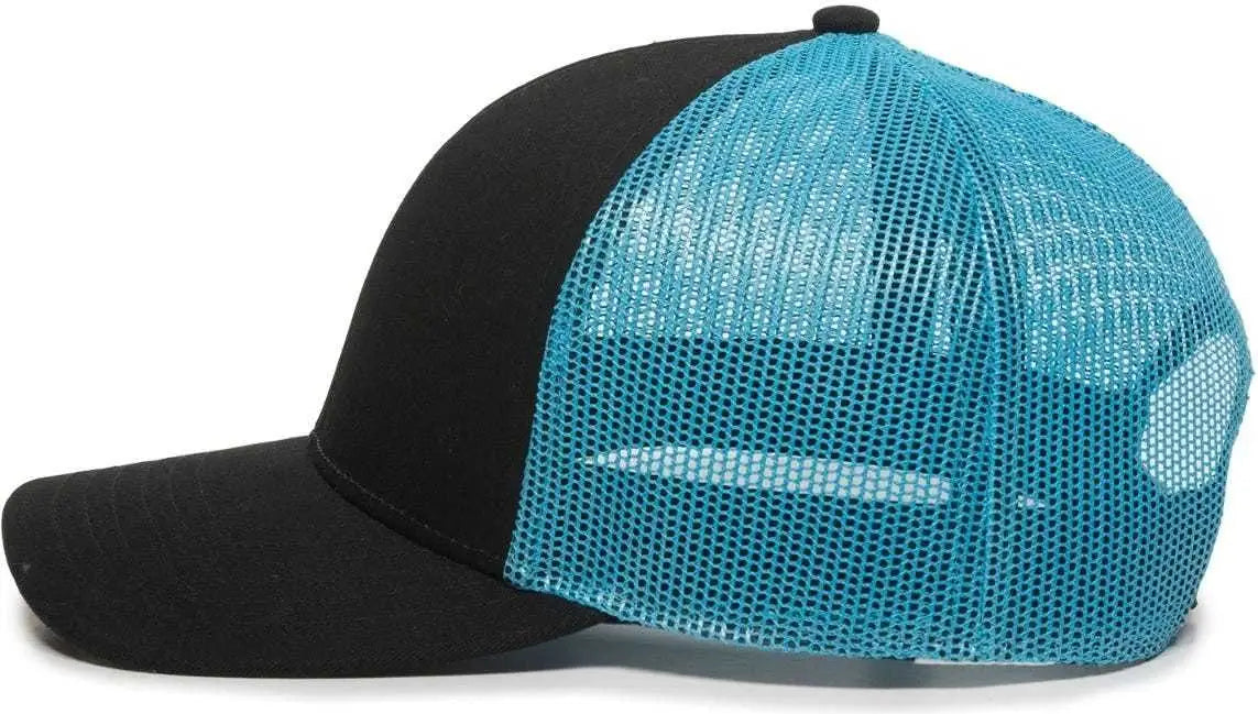 OC Sports OC770 Adjustable Mesh Back Cap with Sweatband - Black Neon Blue - Black Blue / 6 7/8’’ - 7 1/2’’