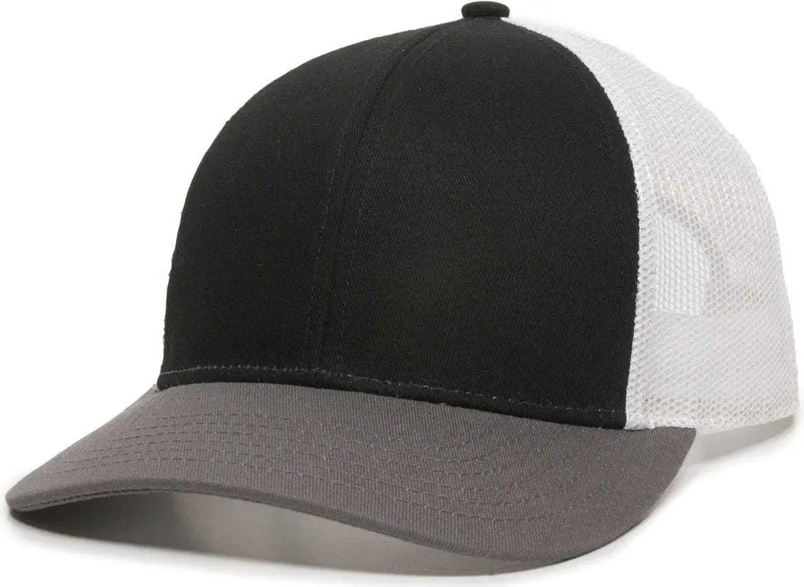 OC Sports OC770 Adjustable Mesh Back Cap with Sweatband - Black White Charcoal - Black White / 6 7/8’’ - 7 1/2’’
