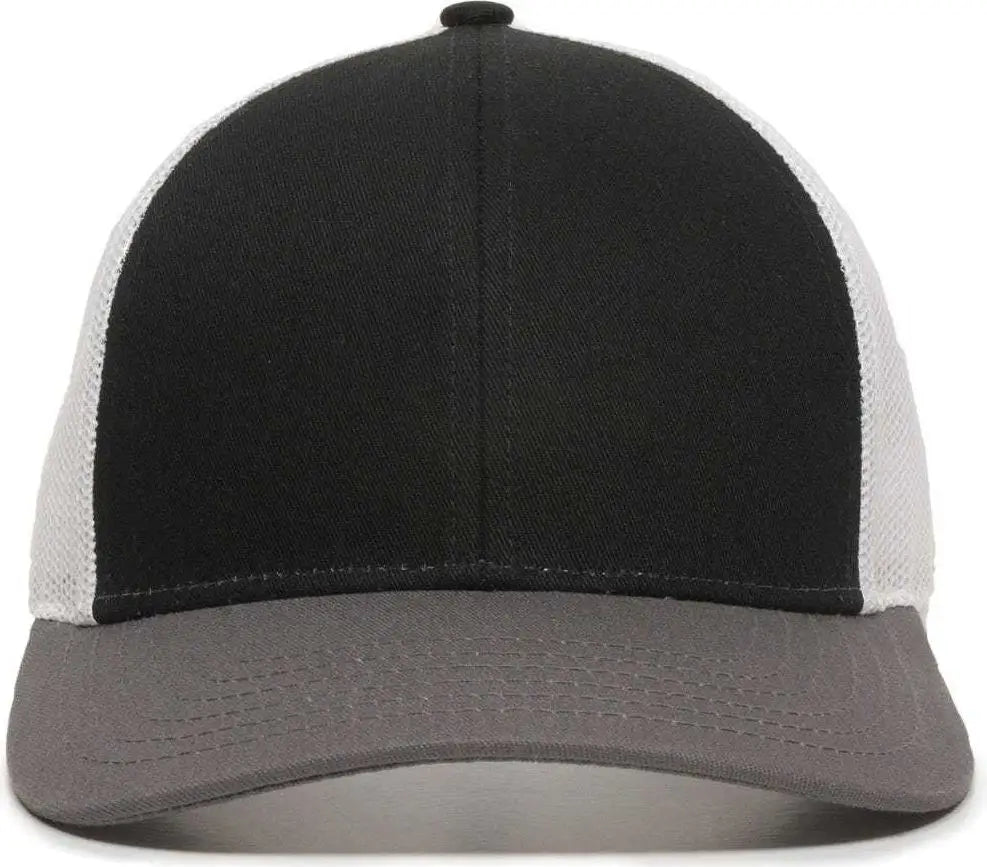 OC Sports OC770 Adjustable Mesh Back Cap with Sweatband - Black White Charcoal - Black White / 6 7/8’’ - 7 1/2’’
