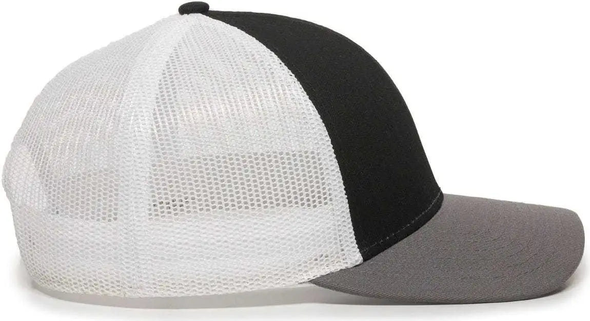 OC Sports OC770 Adjustable Mesh Back Cap with Sweatband - Black White Charcoal - Black White / 6 7/8’’ - 7 1/2’’