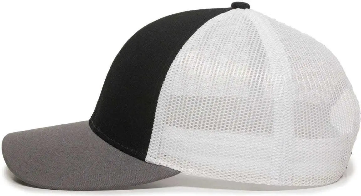OC Sports OC770 Adjustable Mesh Back Cap with Sweatband - Black White Charcoal - Black White / 6 7/8’’ - 7 1/2’’