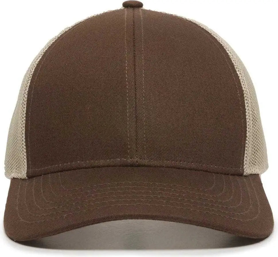 OC Sports OC770 Adjustable Mesh Back Cap with Sweatband Brown Khaki Brown Khaki / 6 7/8’’ 7 1/2’’