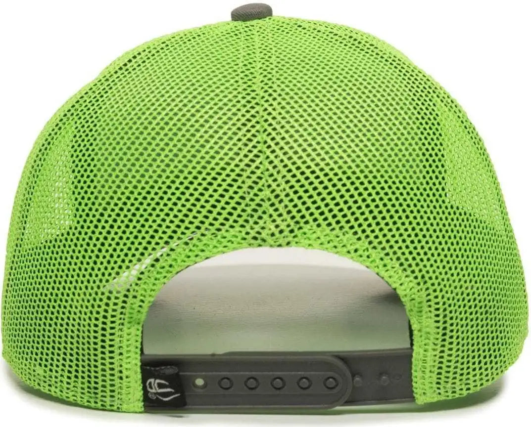 OC Sports OC770 Adjustable Mesh Back Cap with Sweatband - Charcoal Neon Green - Dark Gray Green / 6 7/8’’ - 7 1/2’’