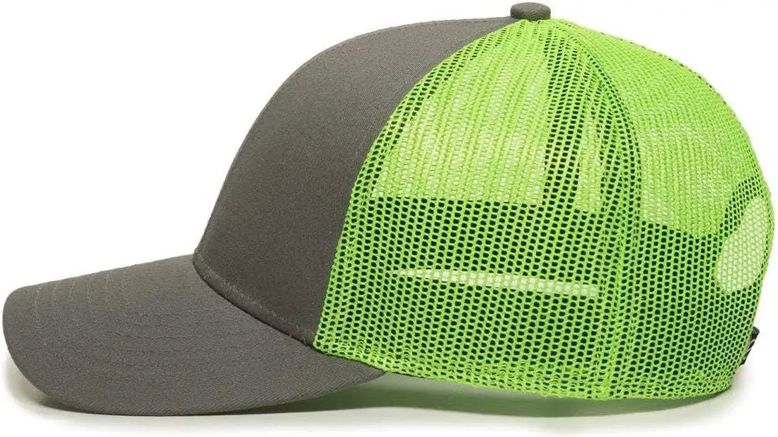 OC Sports OC770 Adjustable Mesh Back Cap with Sweatband - Charcoal Neon Green - Dark Gray Green / 6 7/8’’ - 7 1/2’’