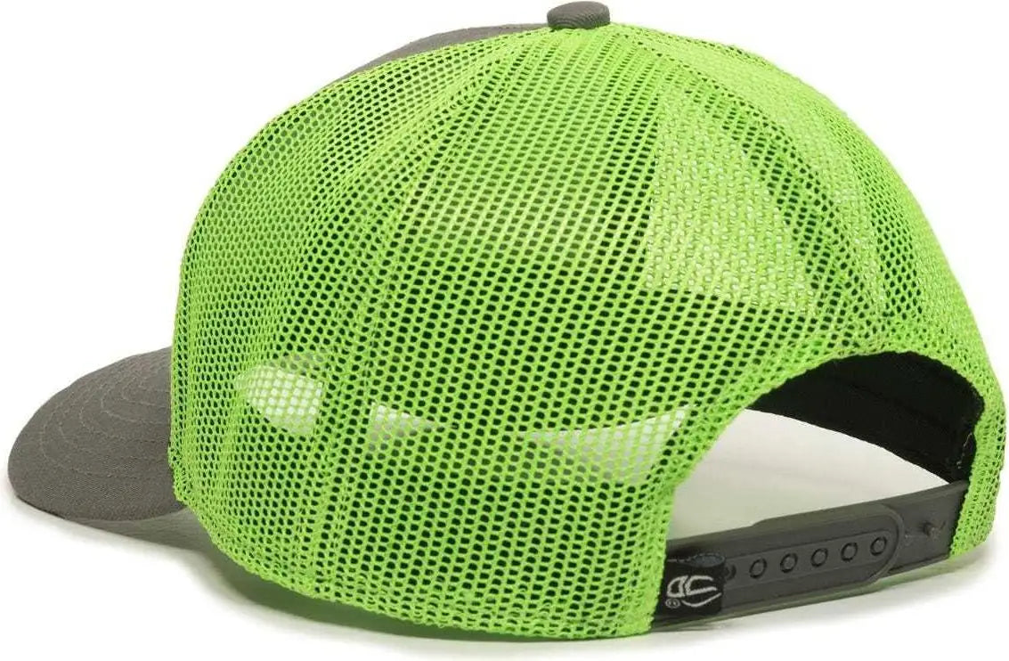 OC Sports OC770 Adjustable Mesh Back Cap with Sweatband - Charcoal Neon Green - Dark Gray Green / 6 7/8’’ - 7 1/2’’