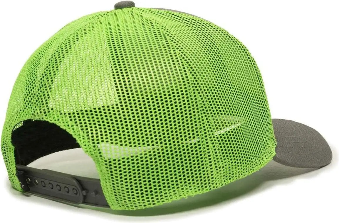 OC Sports OC770 Adjustable Mesh Back Cap with Sweatband - Charcoal Neon Green - Dark Gray Green / 6 7/8’’ - 7 1/2’’