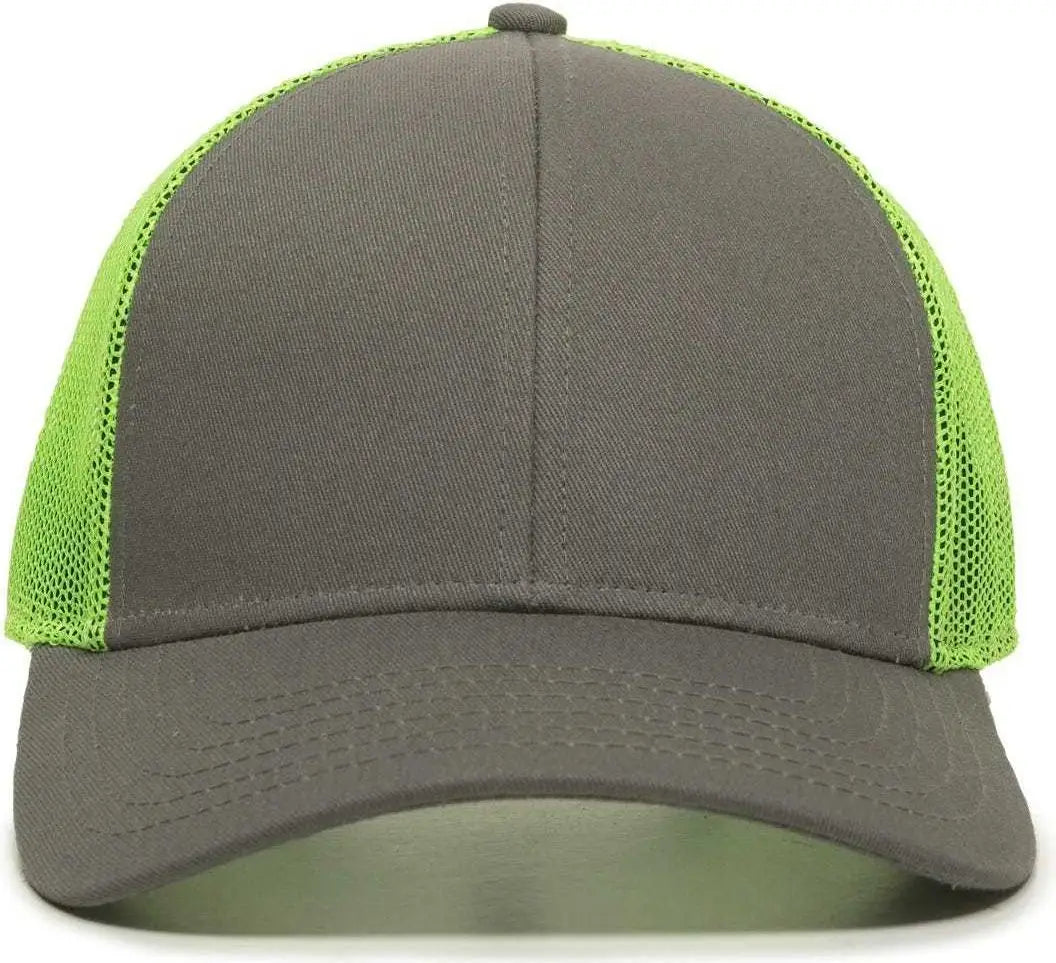 OC Sports OC770 Adjustable Mesh Back Cap with Sweatband - Charcoal Neon Green - Dark Gray Green / 6 7/8’’ - 7 1/2’’