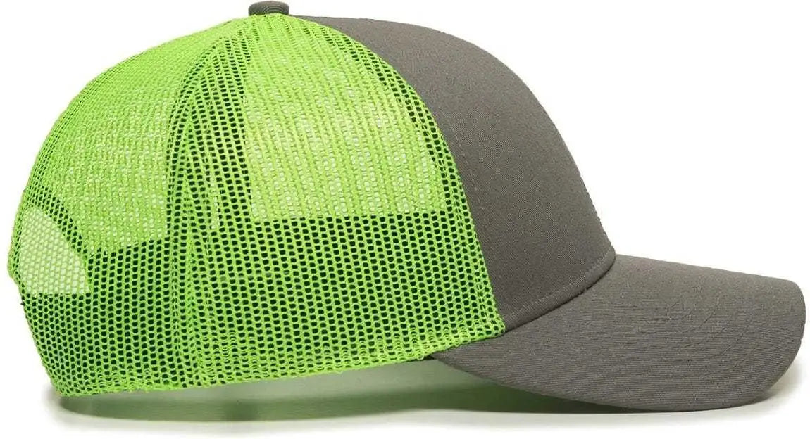 OC Sports OC770 Adjustable Mesh Back Cap with Sweatband - Charcoal Neon Green - Dark Gray Green / 6 7/8’’ - 7 1/2’’
