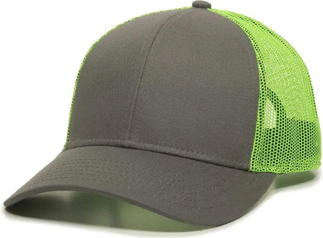 OC Sports OC770 Adjustable Mesh Back Cap with Sweatband - Charcoal Neon Green - Dark Gray Green / 6 7/8’’ - 7 1/2’’
