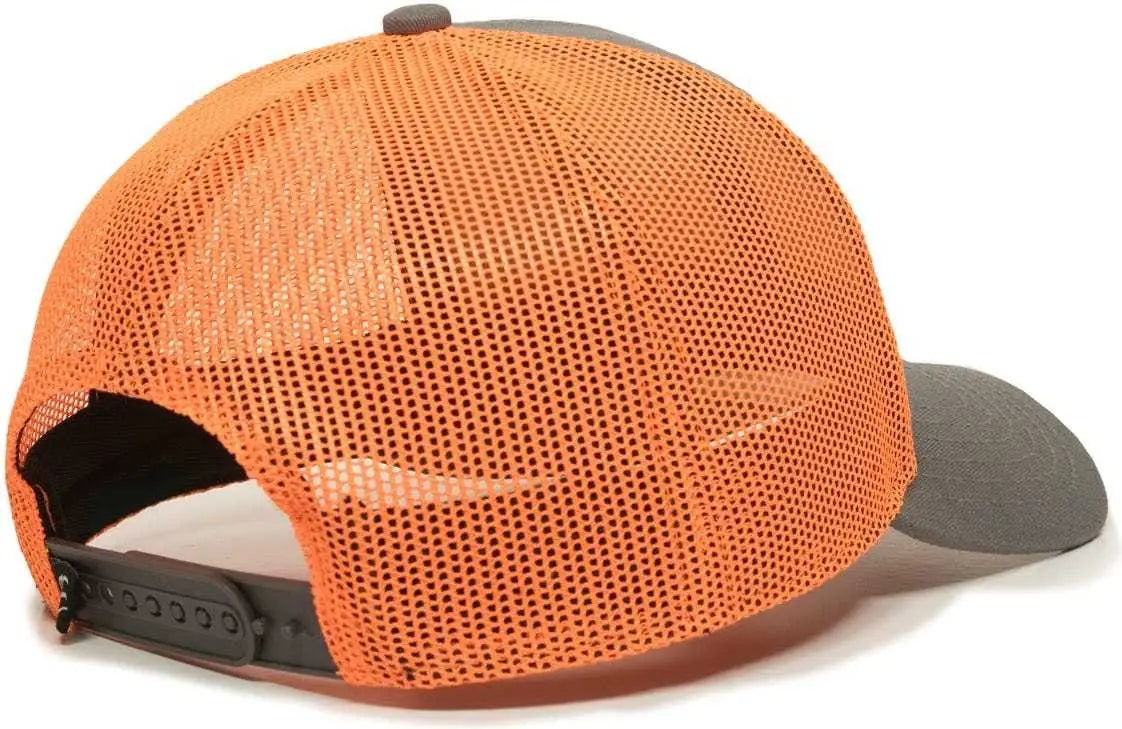 OC Sports OC770 Adjustable Mesh Back Cap with Sweatband - Charcoal Neon Orange - Dark Gray Orange / 6 7/8’’ - 7 1/2’’