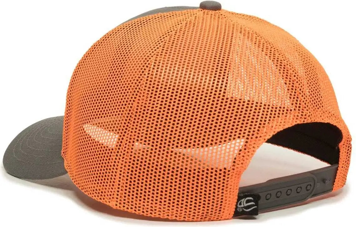 OC Sports OC770 Adjustable Mesh Back Cap with Sweatband - Charcoal Neon Orange - Dark Gray Orange / 6 7/8’’ - 7 1/2’’