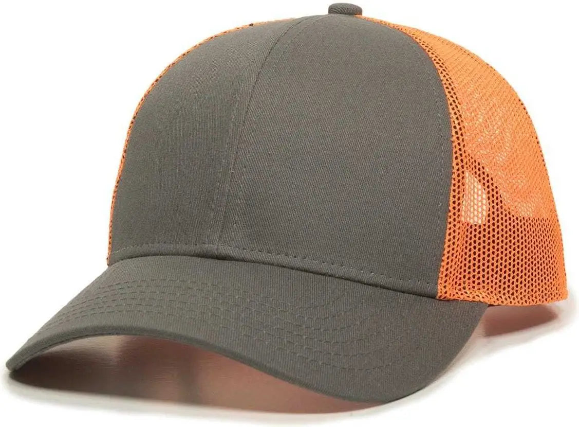 OC Sports OC770 Adjustable Mesh Back Cap with Sweatband - Charcoal Neon Orange - Dark Gray Orange / 6 7/8’’ - 7 1/2’’