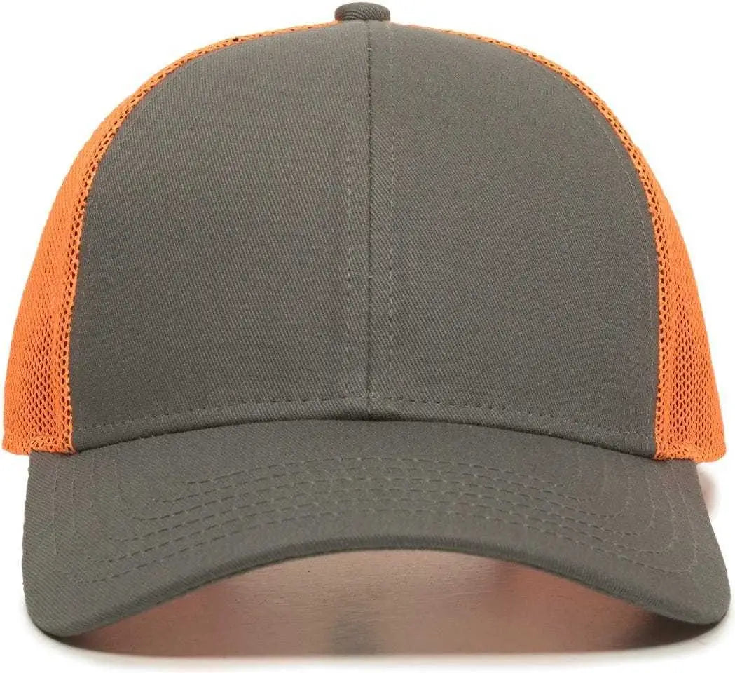 OC Sports OC770 Adjustable Mesh Back Cap with Sweatband - Charcoal Neon Orange - Dark Gray Orange / 6 7/8’’ - 7 1/2’’