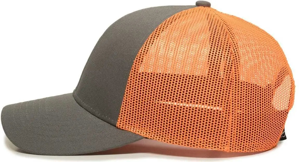 OC Sports OC770 Adjustable Mesh Back Cap with Sweatband - Charcoal Neon Orange - Dark Gray Orange / 6 7/8’’ - 7 1/2’’