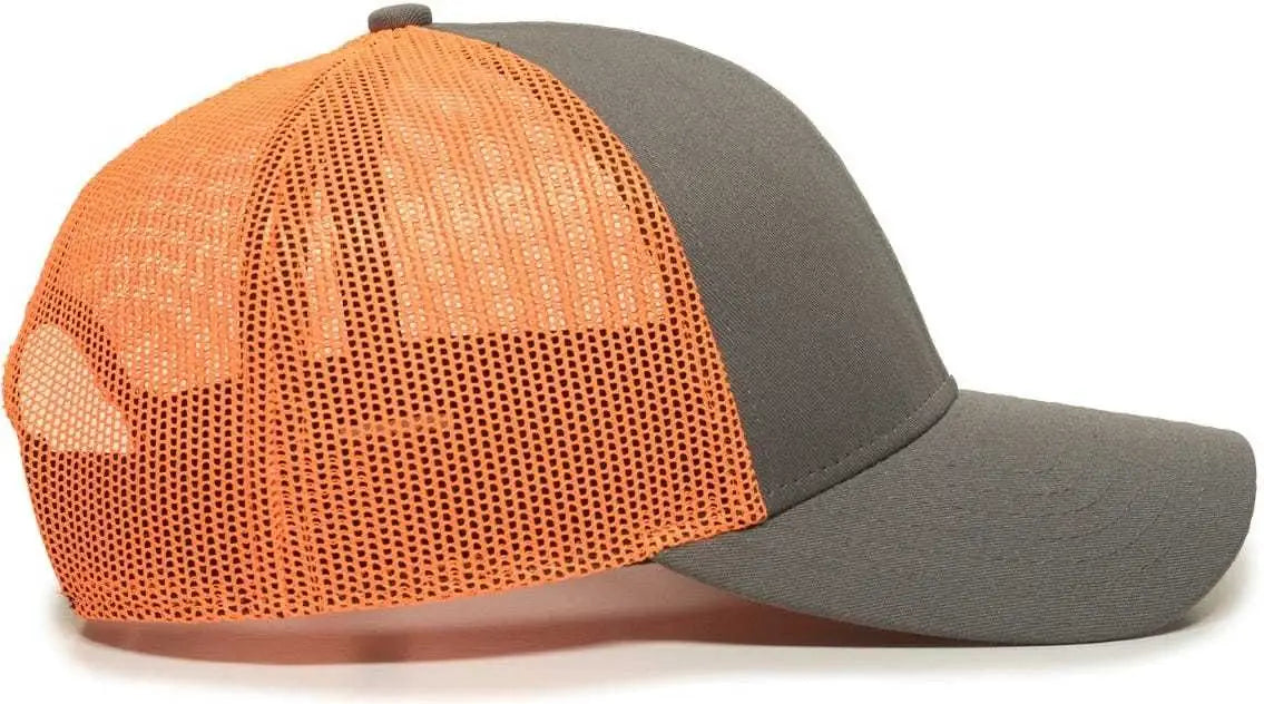 OC Sports OC770 Adjustable Mesh Back Cap with Sweatband - Charcoal Neon Orange - Dark Gray Orange / 6 7/8’’ - 7 1/2’’
