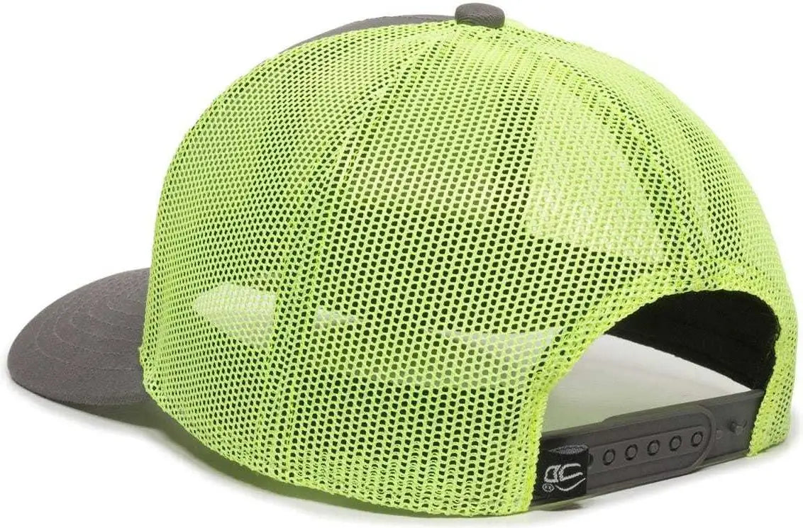 OC Sports OC770 Adjustable Mesh Back Cap with Sweatband - Charcoal Neon Yellow - Dark Gray Lime / 6 7/8’’ - 7 1/2’’