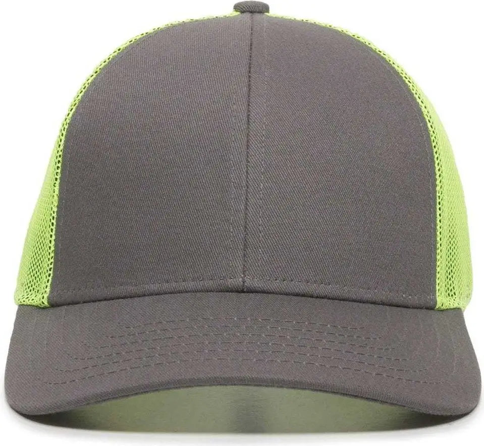 OC Sports OC770 Adjustable Mesh Back Cap with Sweatband - Charcoal Neon Yellow - Dark Gray Lime / 6 7/8’’ - 7 1/2’’