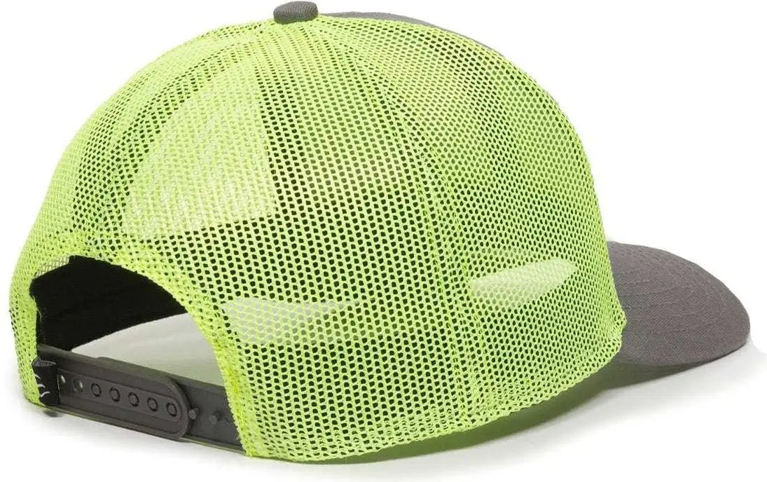 OC Sports OC770 Adjustable Mesh Back Cap with Sweatband - Charcoal Neon Yellow - Dark Gray Lime / 6 7/8’’ - 7 1/2’’