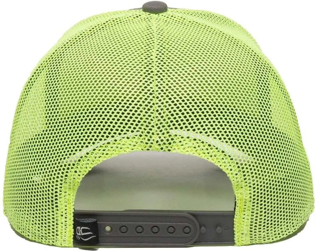 OC Sports OC770 Adjustable Mesh Back Cap with Sweatband - Charcoal Neon Yellow - Dark Gray Lime / 6 7/8’’ - 7 1/2’’