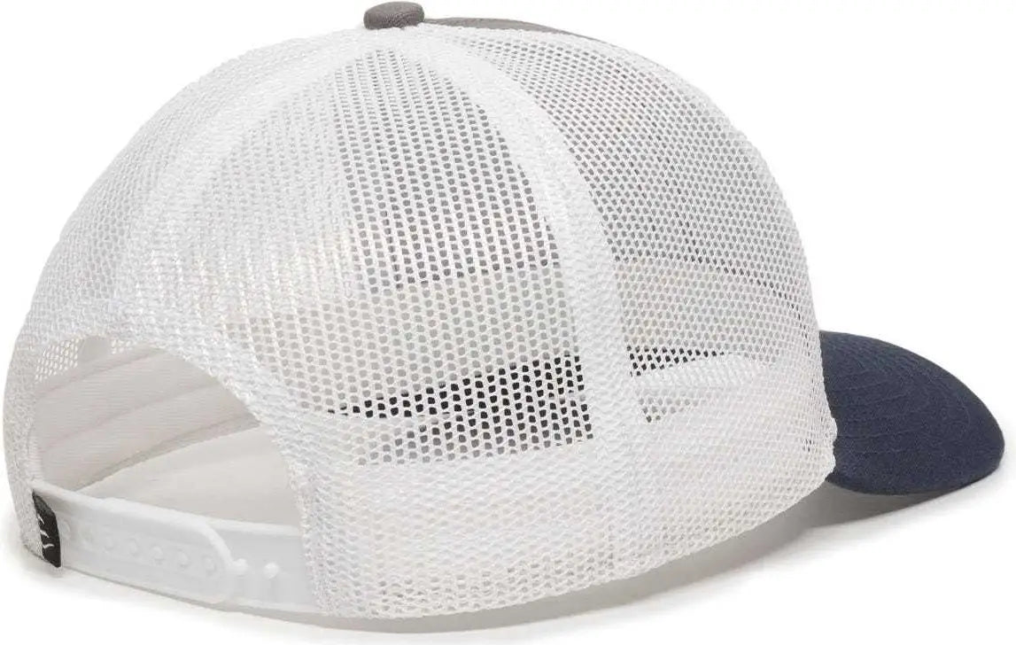 OC Sports OC770 Adjustable Mesh Back Cap with Sweatband - Charcoal White Navy - Dark Gray White / 6 7/8’’ - 7 1/2’’