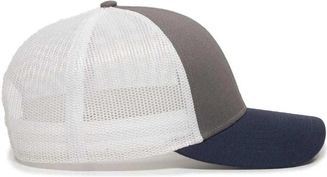 OC Sports OC770 Adjustable Mesh Back Cap with Sweatband - Charcoal White Navy - Dark Gray White / 6 7/8’’ - 7 1/2’’