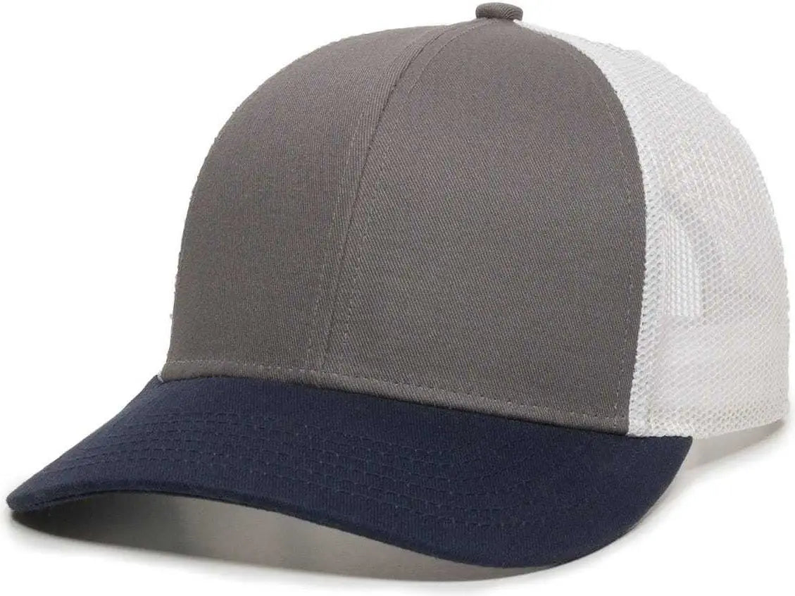 OC Sports OC770 Adjustable Mesh Back Cap with Sweatband - Charcoal White Navy - Dark Gray White / 6 7/8’’ - 7 1/2’’