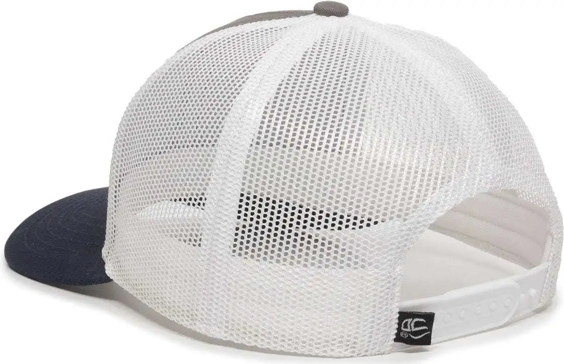 OC Sports OC770 Adjustable Mesh Back Cap with Sweatband - Charcoal White Navy - Dark Gray White / 6 7/8’’ - 7 1/2’’