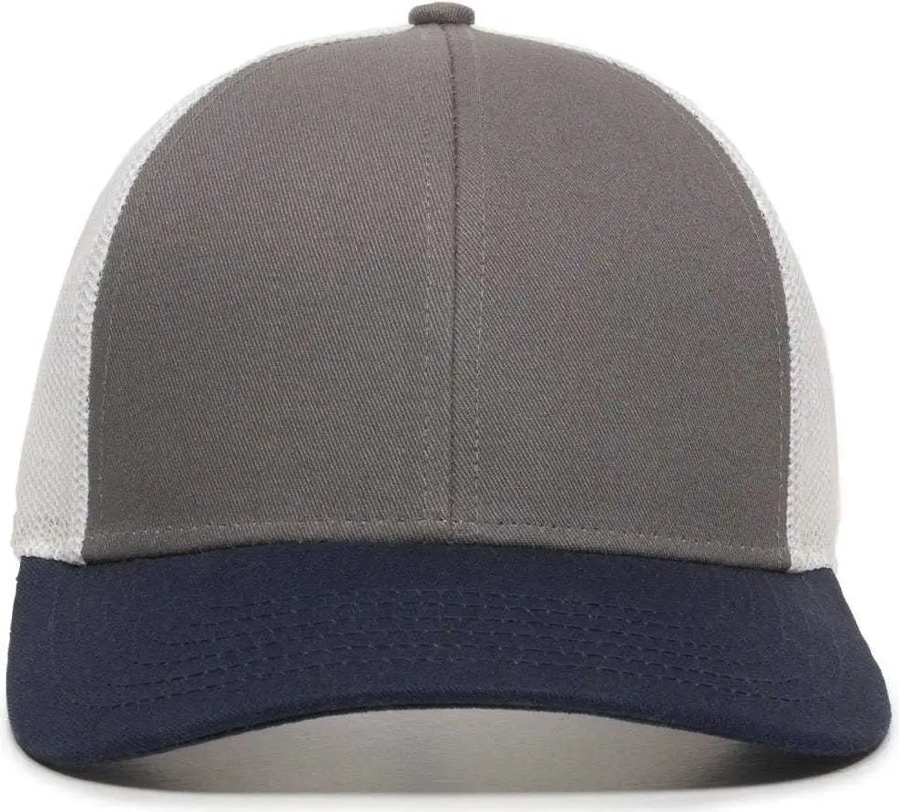 OC Sports OC770 Adjustable Mesh Back Cap with Sweatband - Charcoal White Navy - Dark Gray White / 6 7/8’’ - 7 1/2’’