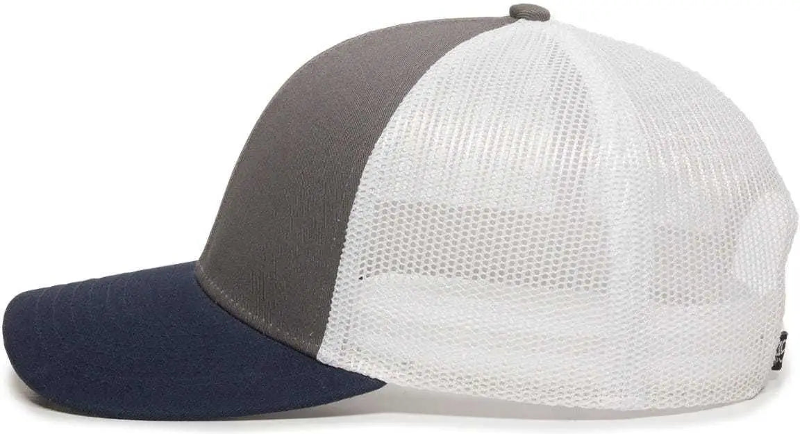 OC Sports OC770 Adjustable Mesh Back Cap with Sweatband - Charcoal White Navy - Dark Gray White / 6 7/8’’ - 7 1/2’’