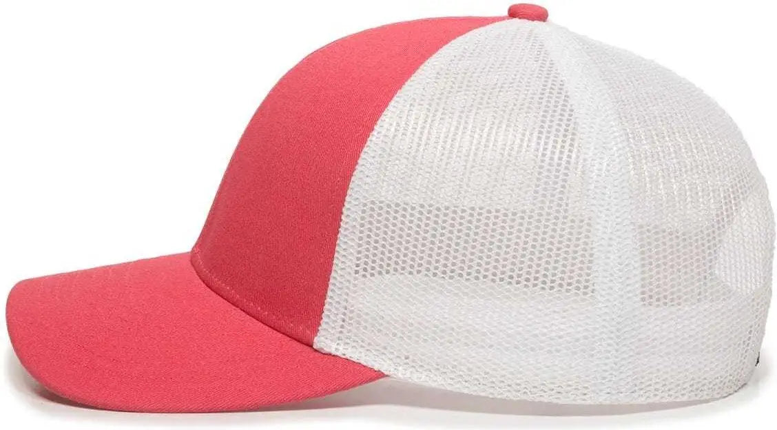 OC Sports OC770 Adjustable Mesh Back Cap with Sweatband - Coral White - Coral White / 6 7/8’’ - 7 1/2’’
