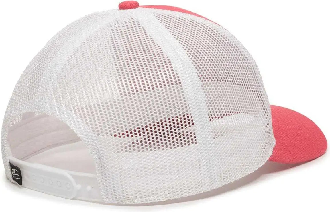 OC Sports OC770 Adjustable Mesh Back Cap with Sweatband - Coral White - Coral White / 6 7/8’’ - 7 1/2’’