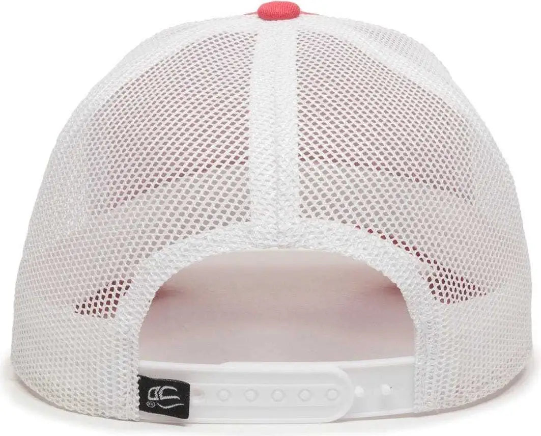 OC Sports OC770 Adjustable Mesh Back Cap with Sweatband - Coral White - Coral White / 6 7/8’’ - 7 1/2’’