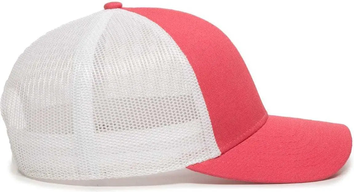 OC Sports OC770 Adjustable Mesh Back Cap with Sweatband - Coral White - Coral White / 6 7/8’’ - 7 1/2’’