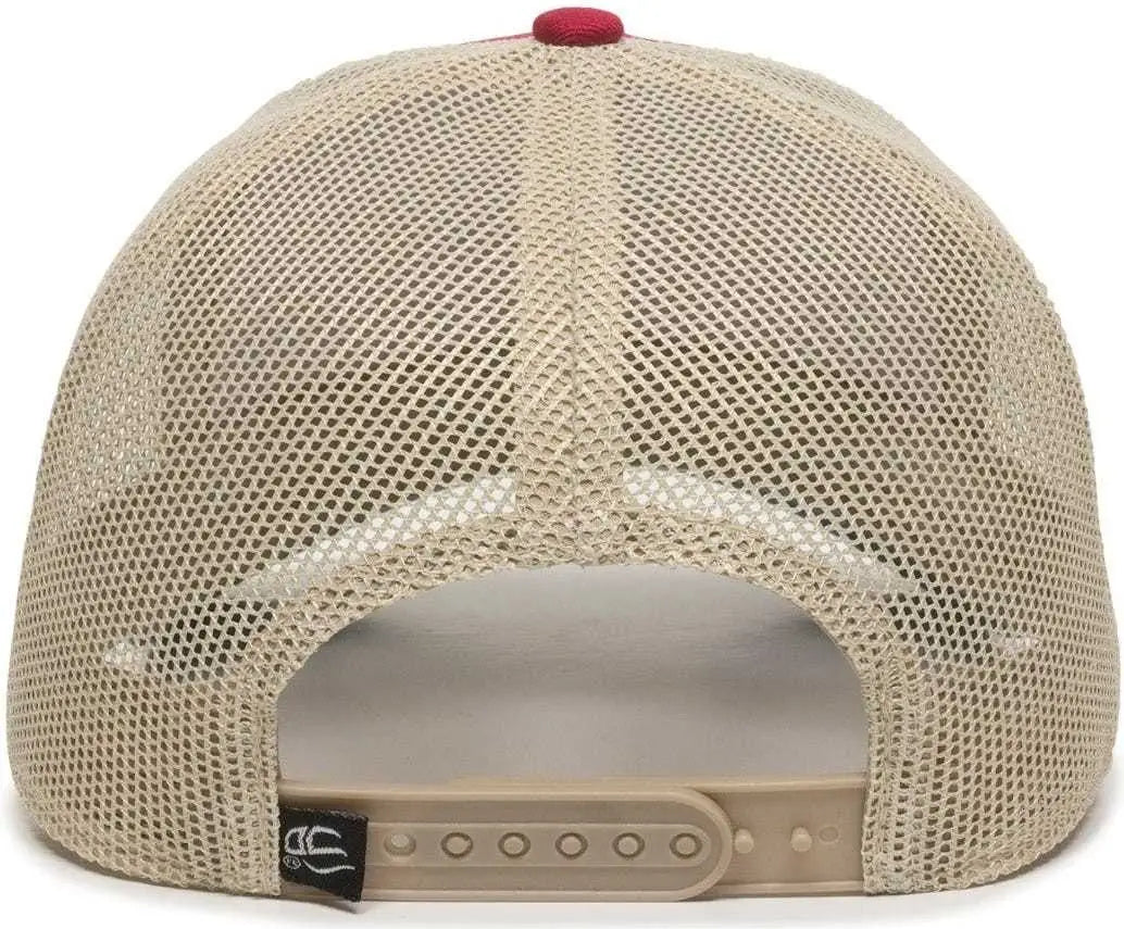 OC Sports OC770 Adjustable Mesh Back Cap with Sweatband - Crimson Khaki Light Slate - Red Khaki / 6 7/8’’ - 7 1/2’’