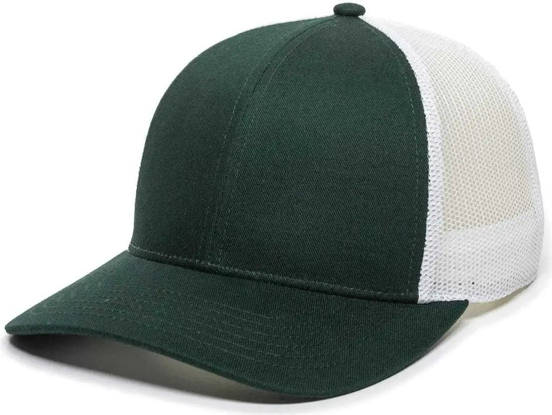 OC Sports OC770 Adjustable Mesh Back Cap with Sweatband - Dark Green White - Forest White / 6 7/8’’ - 7 1/2’’