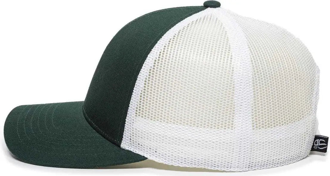 OC Sports OC770 Adjustable Mesh Back Cap with Sweatband - Dark Green White - Forest White / 6 7/8’’ - 7 1/2’’