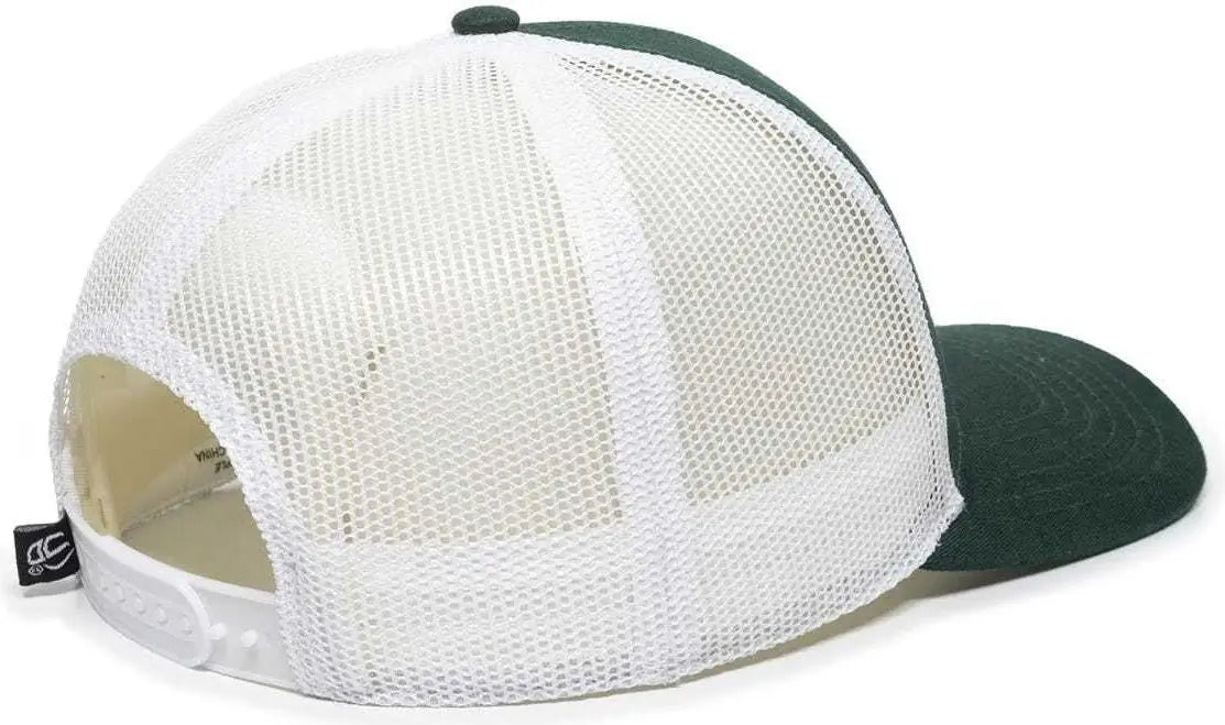 OC Sports OC770 Adjustable Mesh Back Cap with Sweatband - Dark Green White - Forest White / 6 7/8’’ - 7 1/2’’